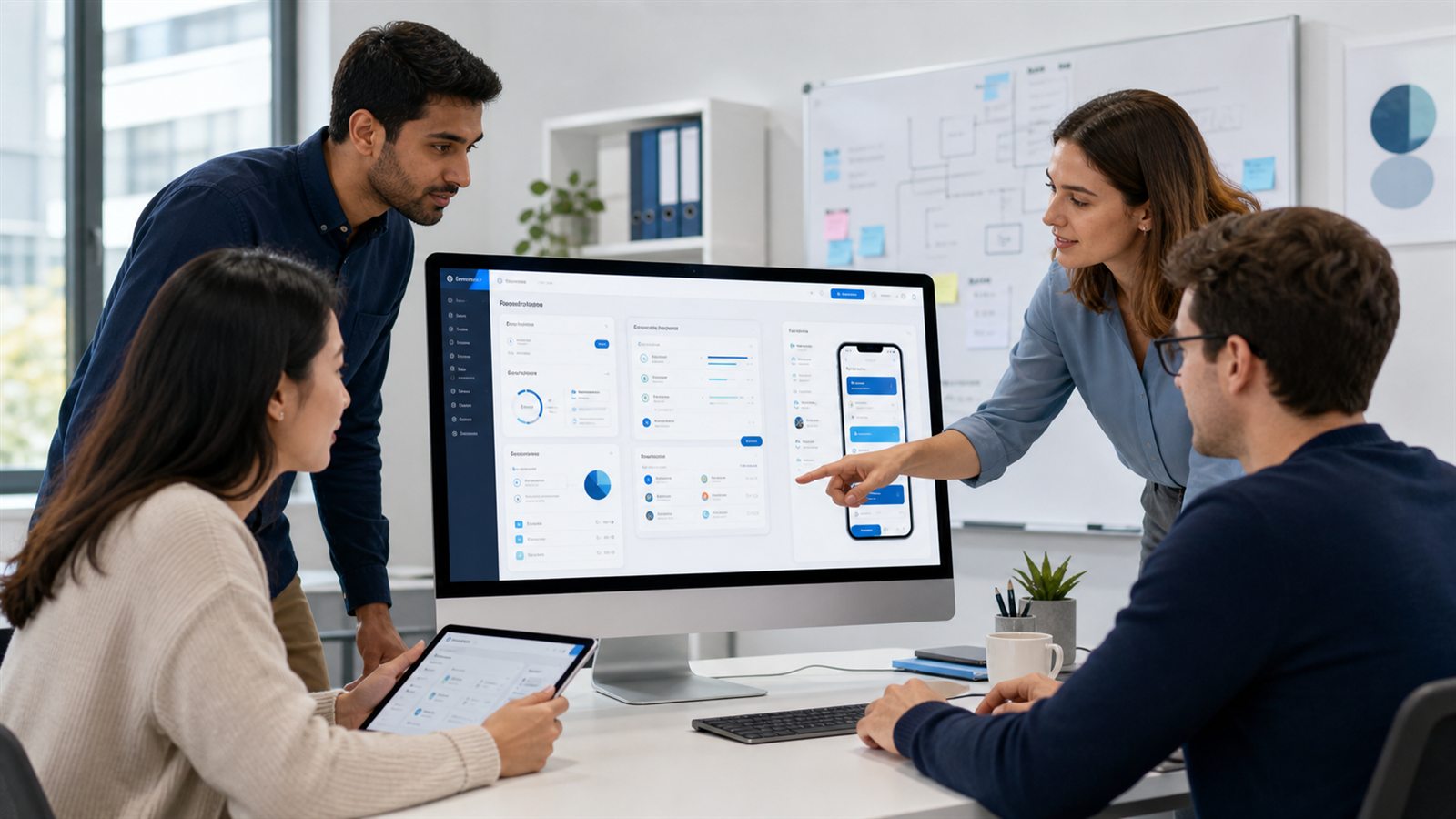 Equipe desenvolvendo aplicativos empresariais personalizados